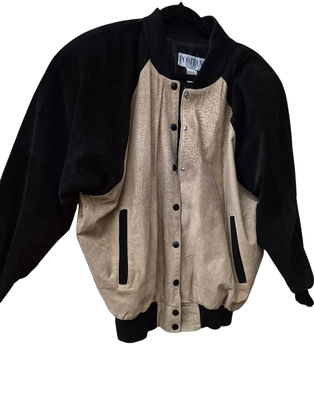 💕Vintage Positano Pelle Leather Two-Tone Jacket in Black & Tan💕